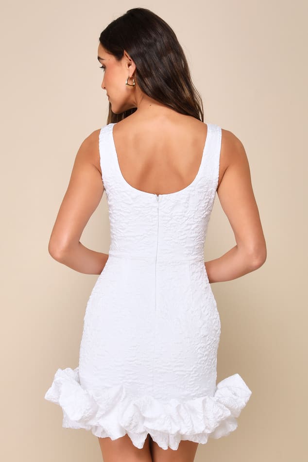 White Jacquard Dress - Bubble-Hem Mini Dress - White Mini Dress - Lulus
