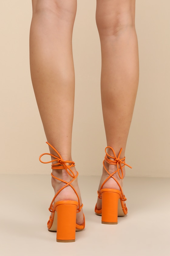 Beatrice Tangerine Strappy Lace-Up High Heel Sandals 3