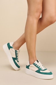 Shirley Forest Green Color Block Flatform Sneakers