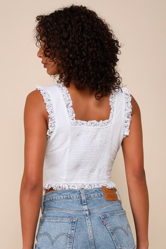 Angelic Flirtation Ivory Lace Sleeveless Corset Top 3