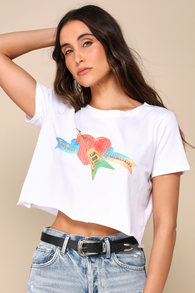Tom Petty Heartbreakers White Cropped Graphic Tee