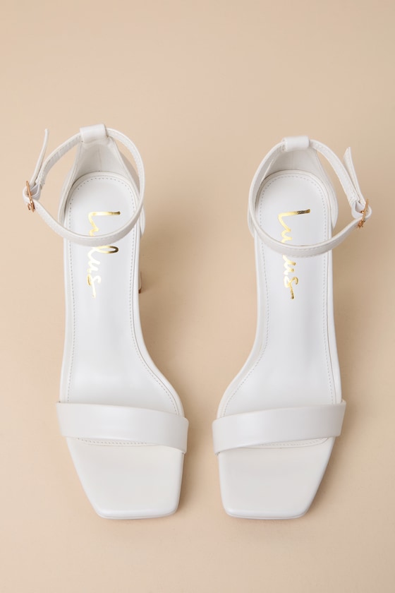 Lulus Signie White Square-toe Platform Ankle Strap Heels In White