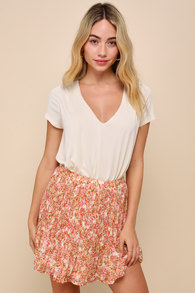 Precious Mindset Multi Floral Print Pleated High-Rise Mini Skirt