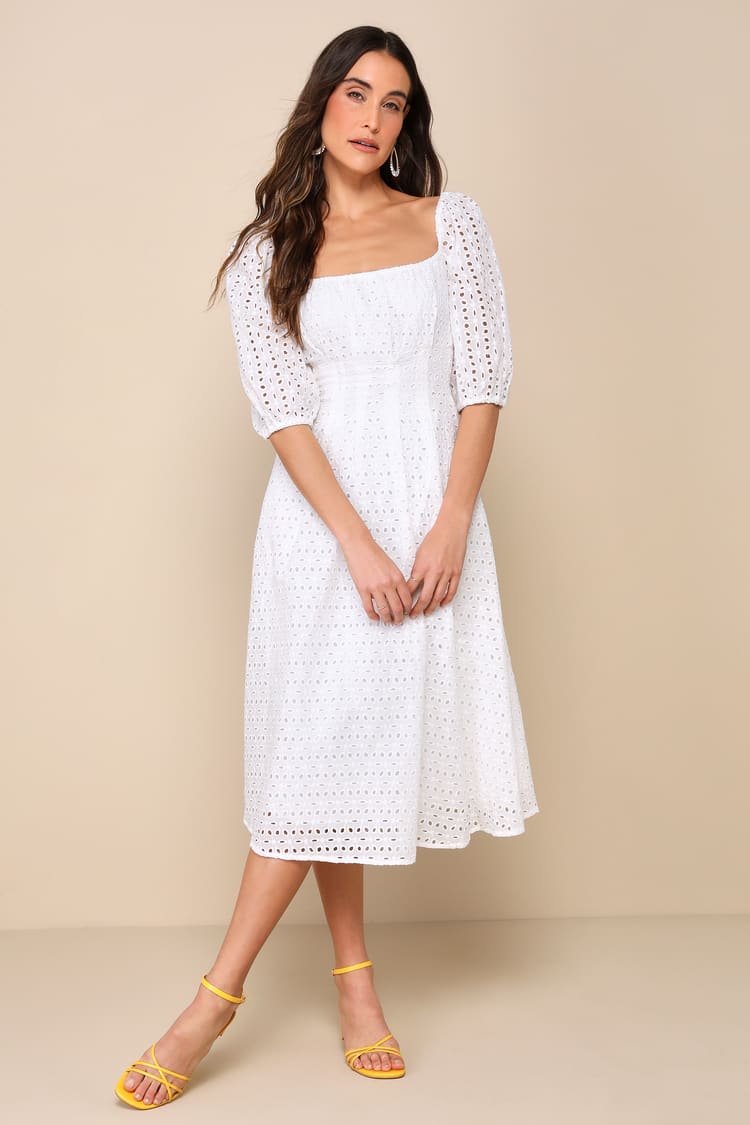 knee length dresses for ladies Ella Eyelet Midi Dress