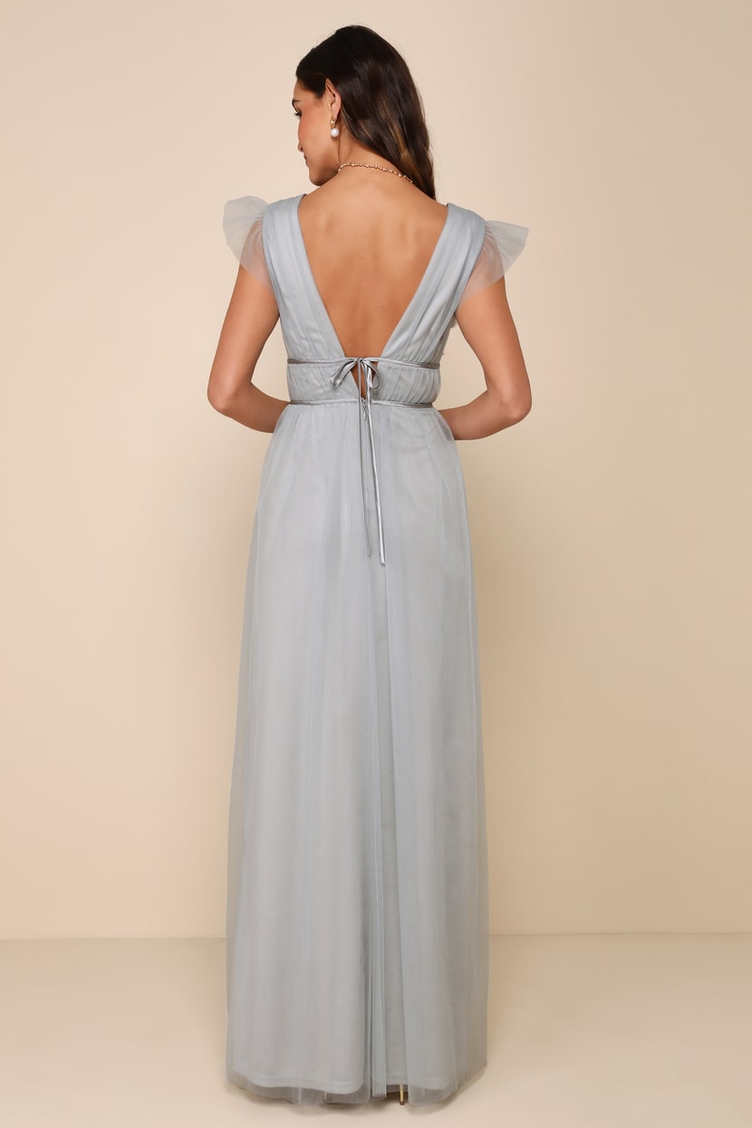 I'm All Yours Sage Green Tulle Ruffled Maxi Dress