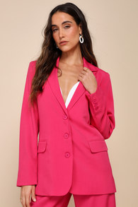Bold Poise Hot Pink Button-Front Blazer
