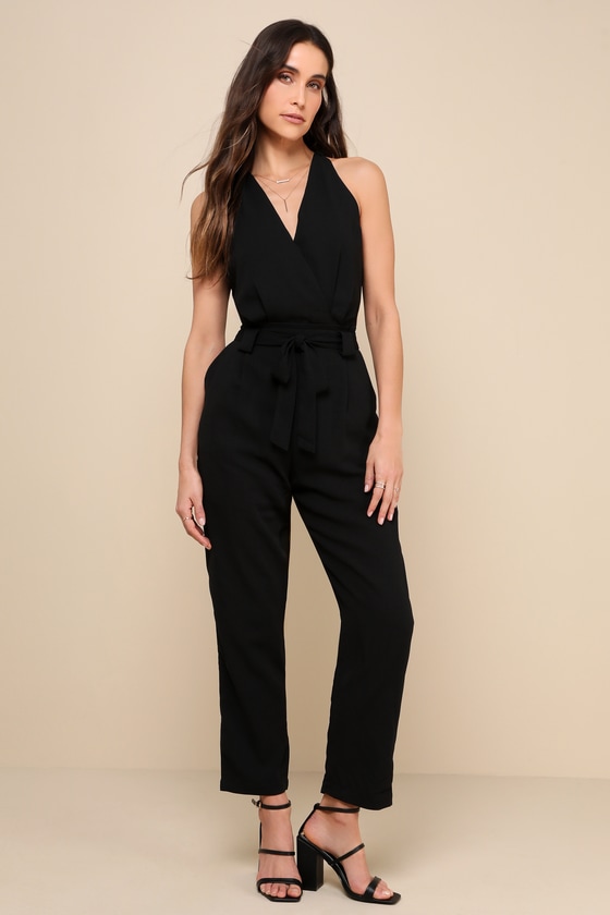 In the City Black Surplice Sleeveless Jumpsuit 6
