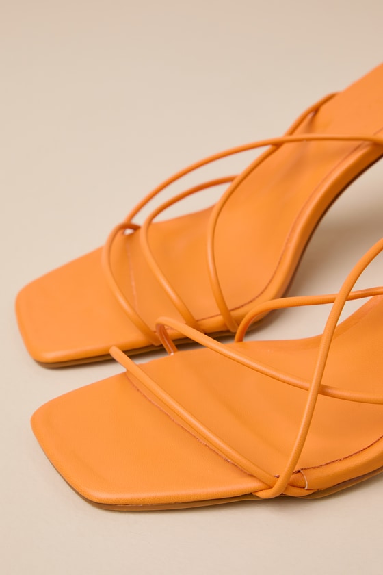 Shop Billini Beatrice Tangerine Strappy Lace-up High Heel Sandals In Orange