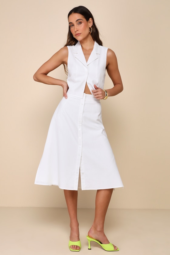 Decor Button Front Midi Skirt main image 0