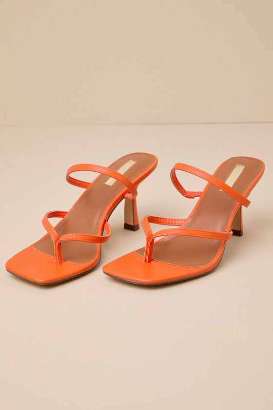 Shop Lulus Cheryl Orange Strappy High Heel Sandals