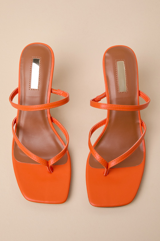 Shop Lulus Cheryl Orange Strappy High Heel Sandals