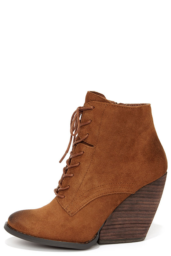 tan leather wedge boots