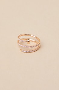 Glittering Twist Gold Rhinestone Nail Ring 1