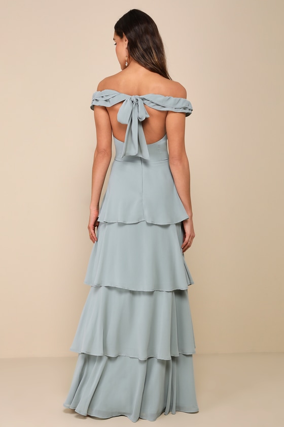 Sage Green Tiered Dress Ruffled OTS Dress Green Maxi Dress Lulus