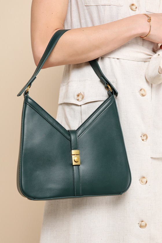 Shop Lulus Impressive Detail Emerald Green Shoulder Bag