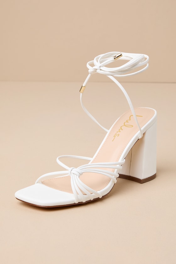 Nouvel White Strappy Lace-Up High Heel Sandals 1