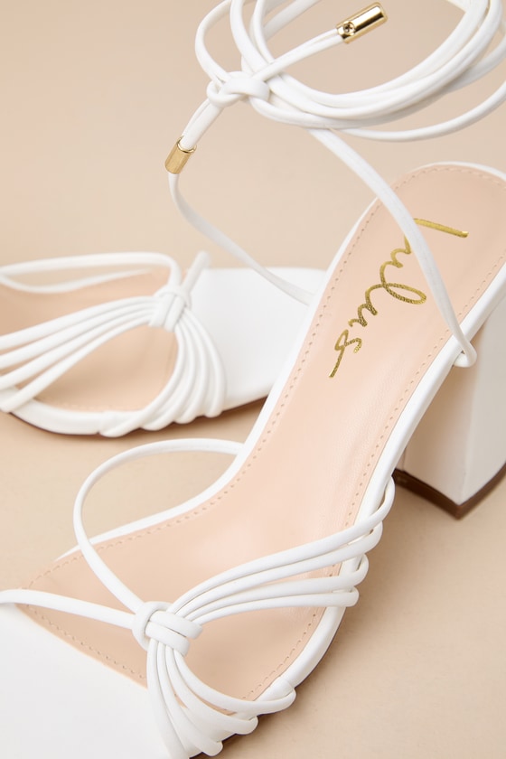 Lulus Nouvel White Strappy Lace-up High Heel Sandals In White