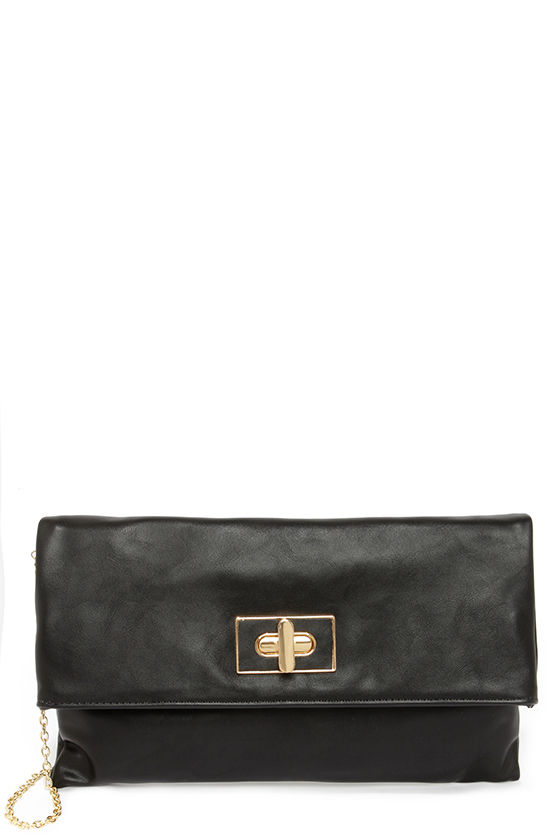 Vegan Leather Clutch Black Clutch 49.00
