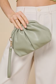 Coveted Detail Sage Green Ruched Clutch