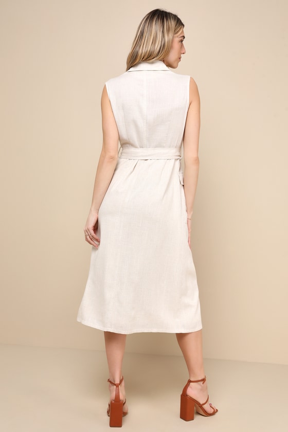 Basic Dress Sleeveless - Beige main image 1