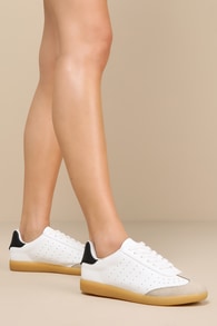 Riona White Color Block Lace-Up Sneakers