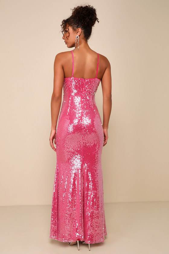Phenomenal Presence Magenta Sequin Bustier Maxi Dress 2