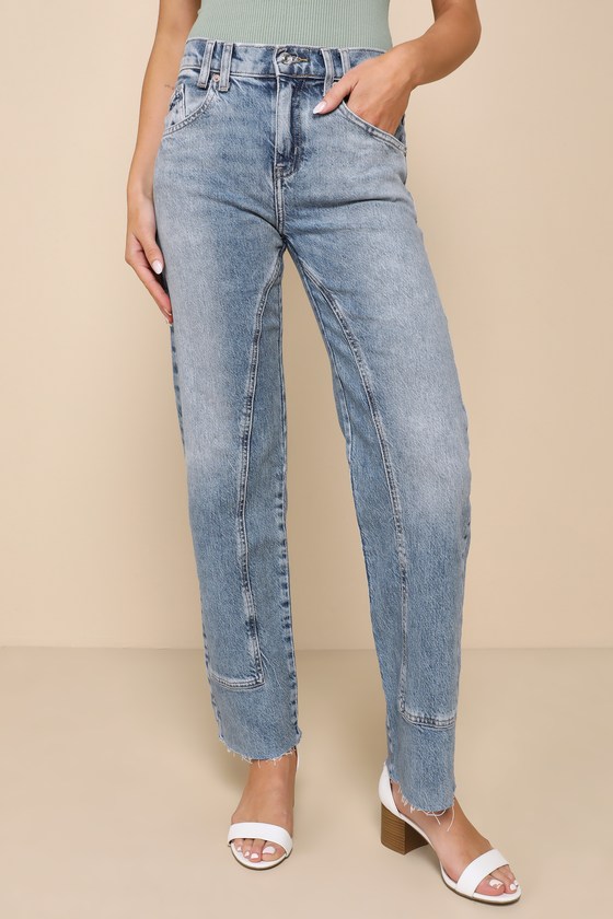 Free People Risk Taker - Medium Wash Jeans - Straight Leg Jeans - Lulus