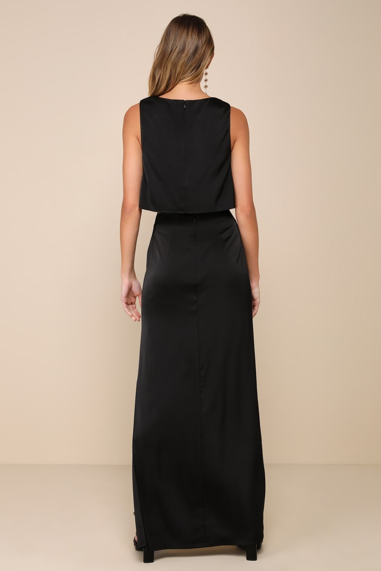 Black Satin Dress - 2-PC Maxi Dress - Sleeveless Column Dress - Lulus Black Satin Dress - 2-PC Maxi Dress - Sleeveless Column Dress - Lulus