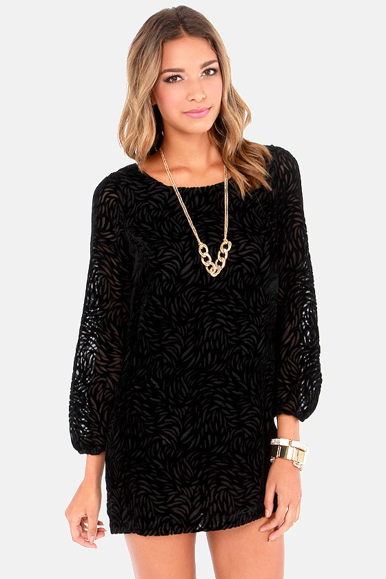 Sultry Black Dress - Velvet Dress - Shift Dress - $65.00 - Lulus