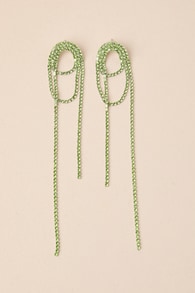 Dazzling Delights Green Rhinestone Fringe Earrings