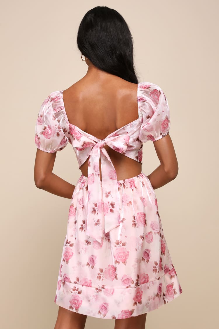 knee length dresses for ladies No Questions Asked Pink Floral Babydoll Mini Dress – Shop the Mint