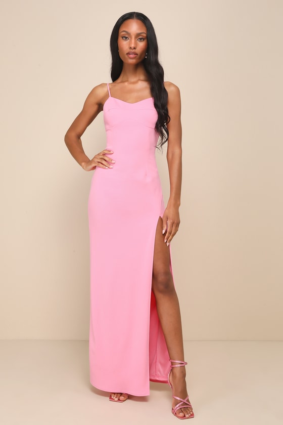 Bombshell Potential Pink Backless Sleeveless Maxi Dress
