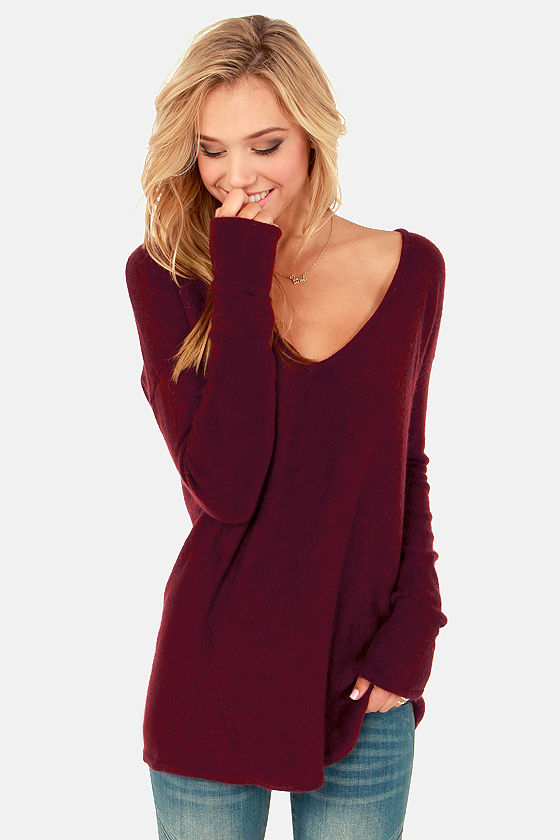 long burgundy sweater