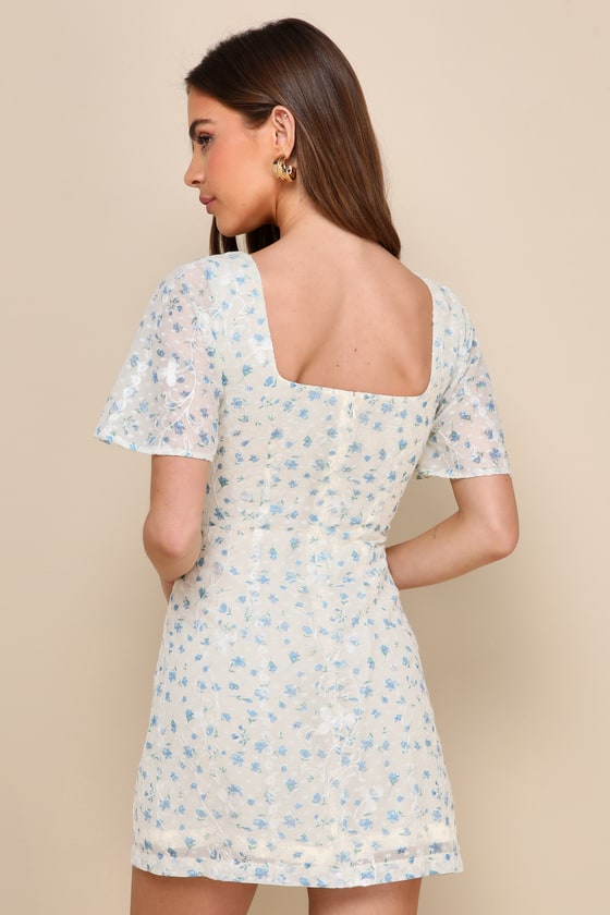 Shop Lulus Adorably Perfect Ivory Floral Embroidered Mini Dress