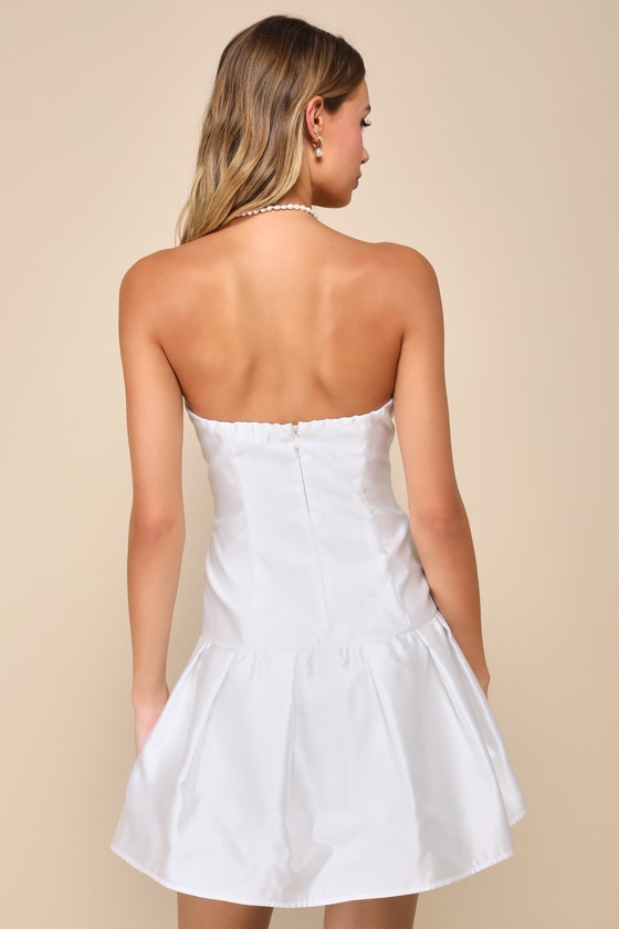 Lulus Best Charm White Taffeta Strapless Mini Dress In White