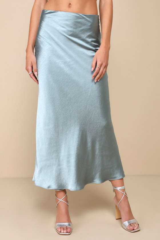 Shop Lulus Confidently Sleek Dusty Sage Satin Slip Two-piece Midi Dress