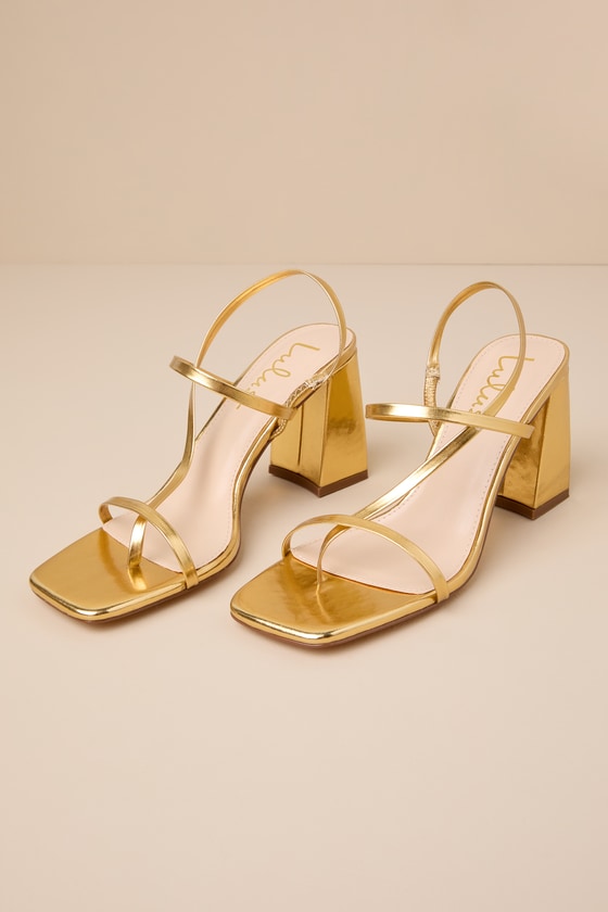 Shop Lulus Bechette Gold Metallic Strappy High Heel Slingback Sandals