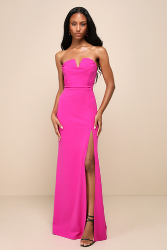 Effortless Radiance Magenta Strapless Mermaid Maxi Dress 8