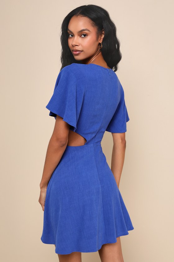 Perfect Day for Love Royal Blue Cutout Tie-Front Mini Dress 3