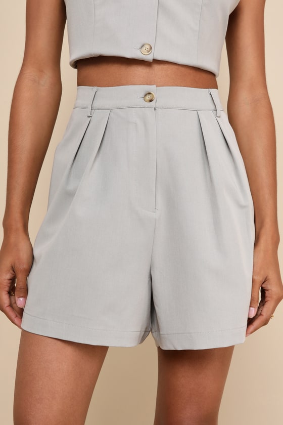 Trendy Direction Grey High-Waisted Shorts 2