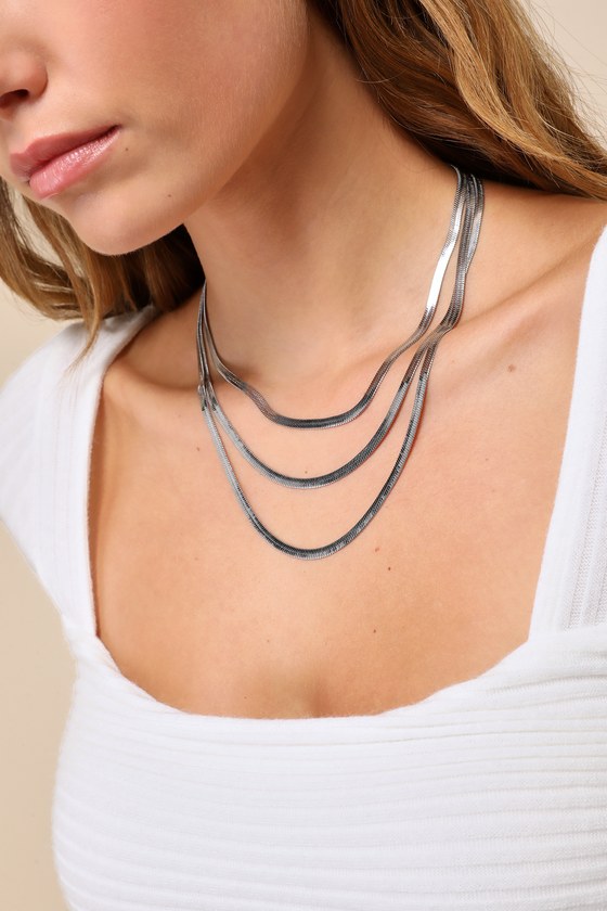 Herringbone layered necklace deals