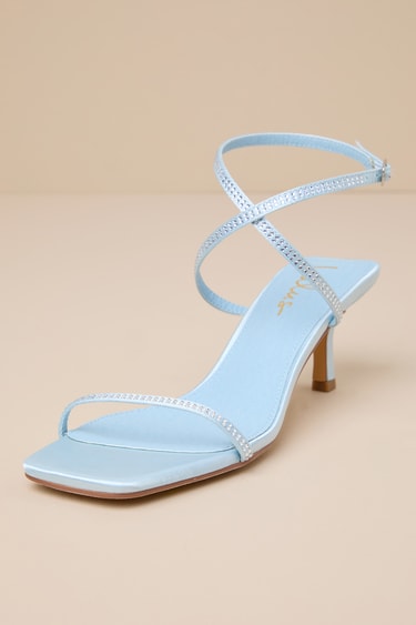 Powder Blue Heels Satin Heels Low Heel Sandals Blue Heels