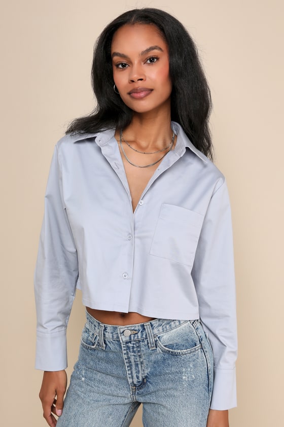 Light Blue Top Button Up Crop Top Button Down Top Shirt Lulus Light Blue Top Button Up Crop Top Button Down Top Shirt Lulus