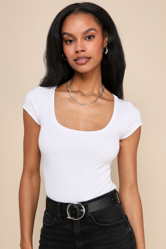 Effortless Mindset White Scoop Neck Short Sleeve Bodysuit 2