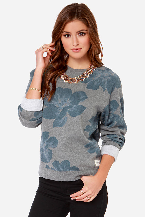 grey floral sweater