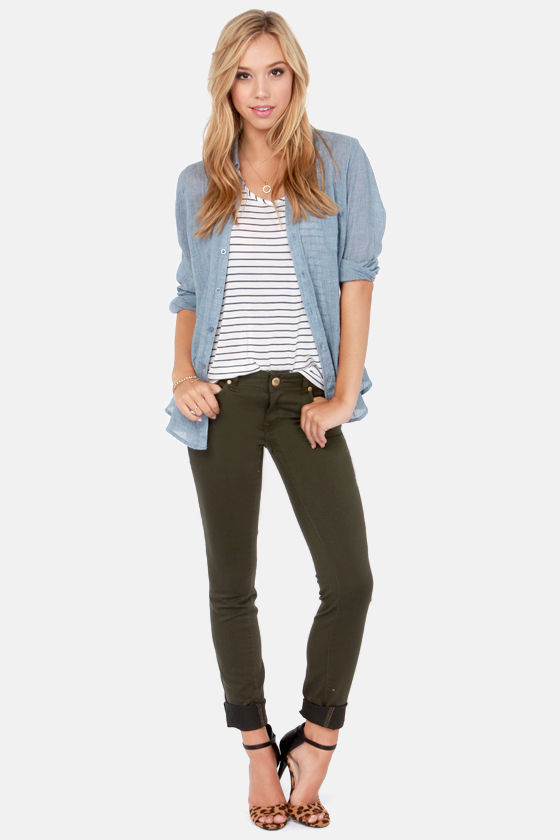 high waisted khaki skinny jeans