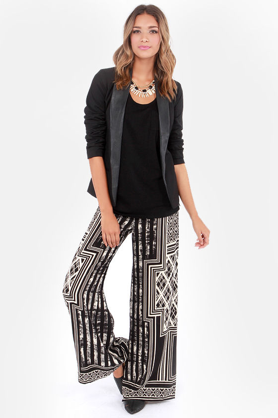 Every Geometric In the Book Black and Cream Wide-Leg Pants