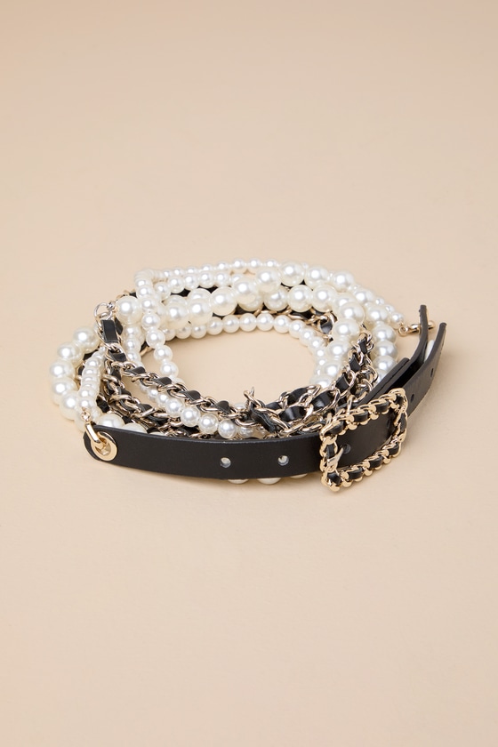 Unique Trend Black Pearl Chain Layered Belt 1