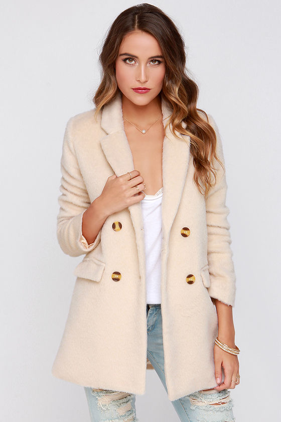 Cream Coat - Faux Fur Coat - Overcoat - $117.00 - Lulus