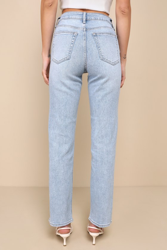 Shop Jbd Casually On-trend Light Wash High-rise Straight Leg Jeans In Blue